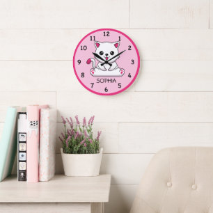 Customized Child's Cute Baby Kitty Wall Clock