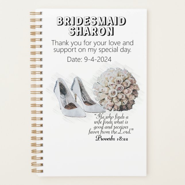 Customized Christian Faith Bridesmaid Gift  Planner (Front)