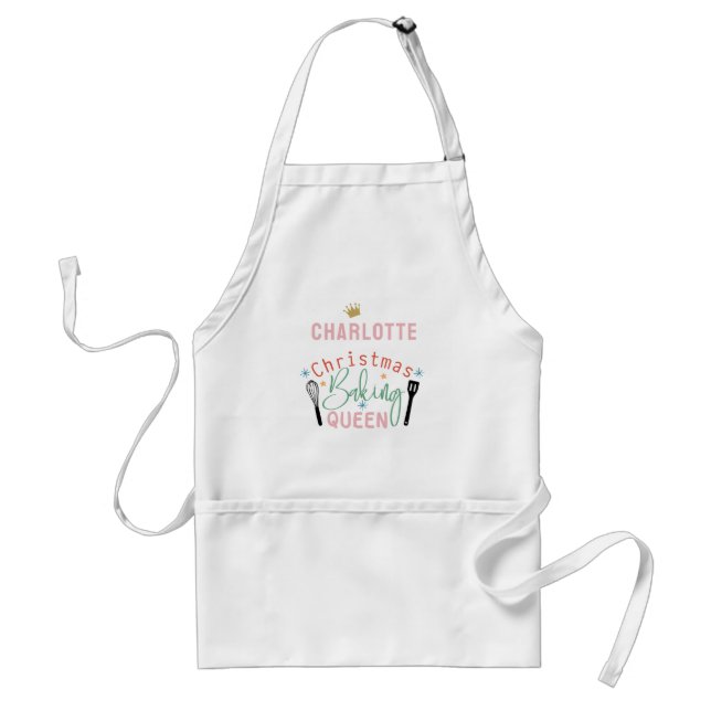 Customized Christmas Baking Queen Adult Apron (Front)