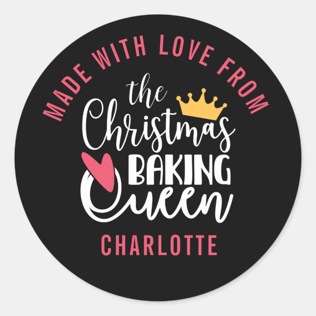 Customized Christmas Baking Queen  Classic Round Sticker (Front)