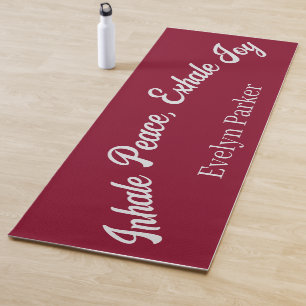 Customized Christmas Bugundy Silver Sparkle Script Yoga Mat