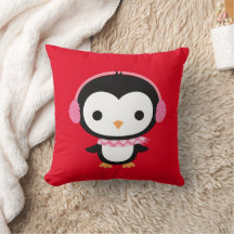 Customized Christmas cute penguin pink Headphones