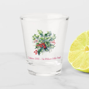 Customized Christmas Holly Shot Glass