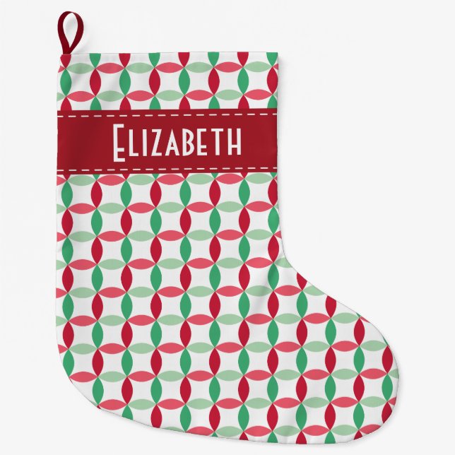 Customized Christmas Modern Pattern Large Christmas Stocking (Front)