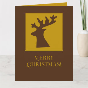 Customized Christmas Reindeer Head Bronze Gold Card