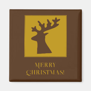Customized Christmas Reindeer Head Bronze Gold Magnet