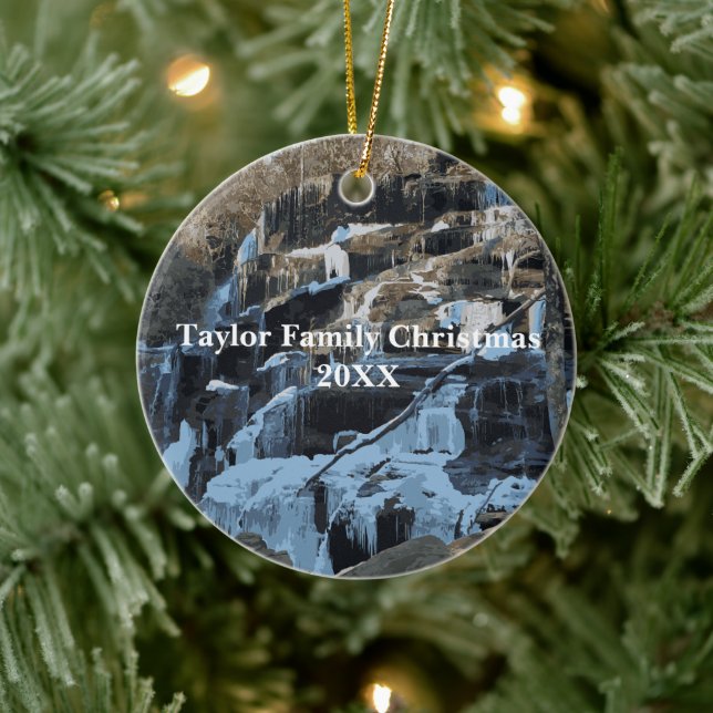 Customized Christmas Snow Waterfall Commemorative Ceramic Ornament (Tree)
