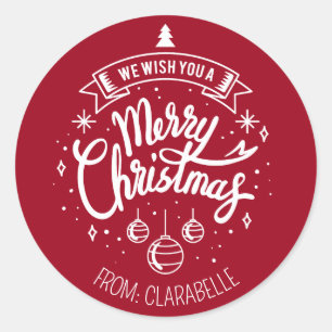 Customized Christmas Stickers (Simple Modern Red)