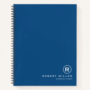 Customized Classic Blue & White Monogram Initial Notebook