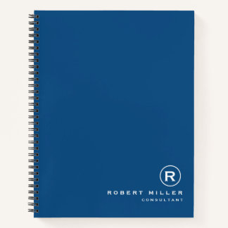 Customized Classic Blue & White Monogram Initial  Notebook