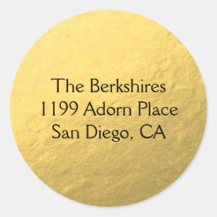 Customized Classic Round Sticker Gold Foil Look
