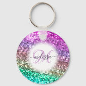 Customized Colourful Glitter Mermaid Monogram Name Keychain (Front)