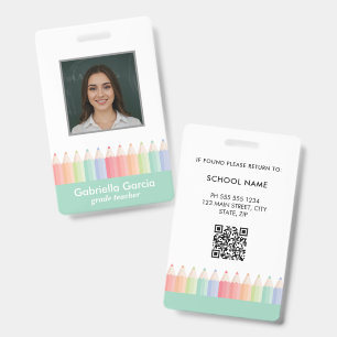 Customized Colourful QR Code School Teacher ID Badge