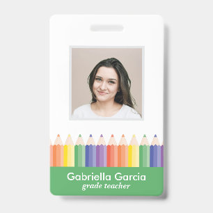 Customized Colourful School Teacher Bar Code ID Badge