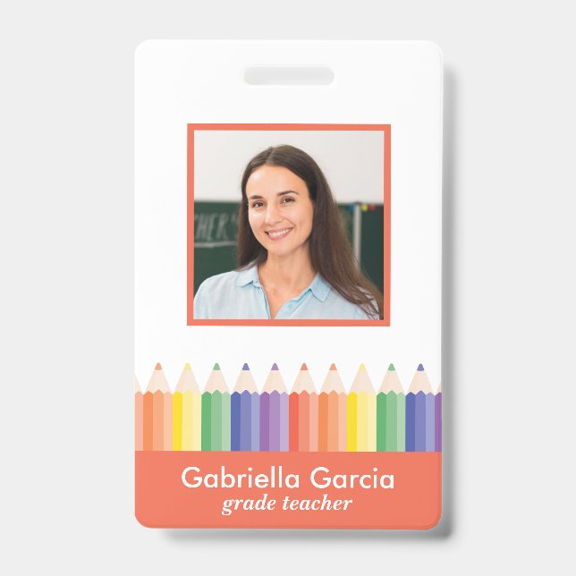 Customized Colourful School Teacher ID badge (Front)