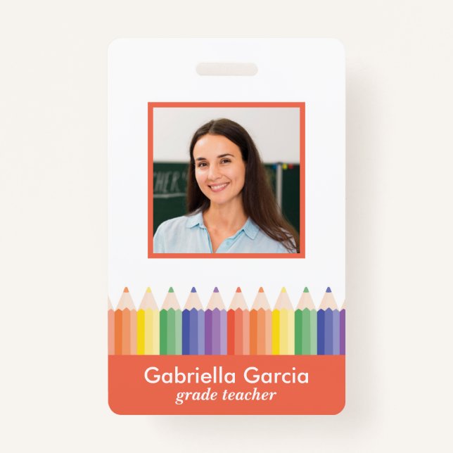 Customized Colourful School Teacher ID badge (Front)