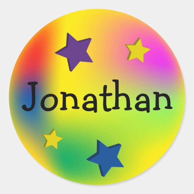 Customized Colourful Stars Classic Round Sticker (Front)