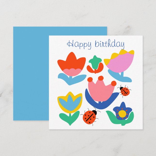 Customized colourful tulips with ladybugs (Front/Back)