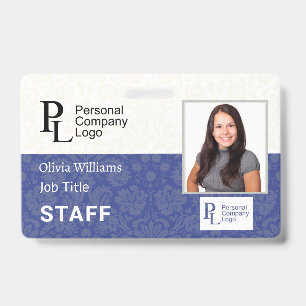 Customized Company Elegant Damask Staff Photo ID Badge