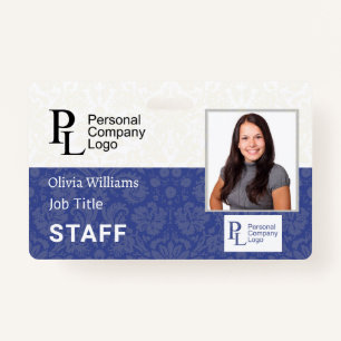 Customized Company Elegant Damask Staff Photo ID Badge