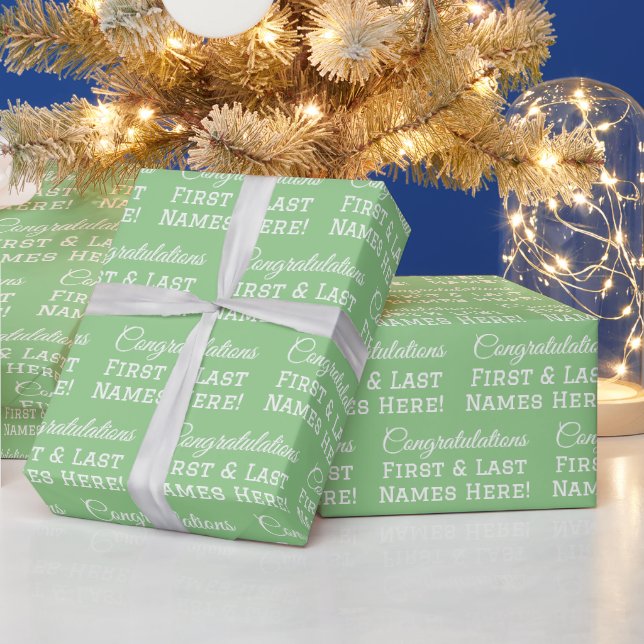 Customized Congratulations Name All Occasion Green Wrapping Paper (Holidays)