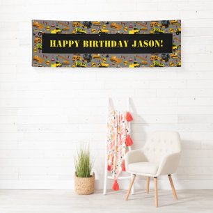 Customized Construction Trucks Pattern Banner