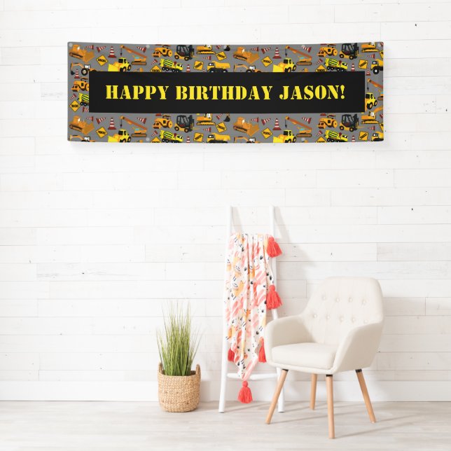 Customized Construction Trucks Pattern Banner (Insitu)