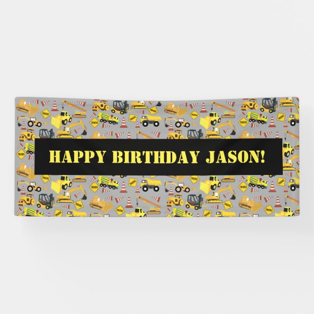 Customized Construction Trucks Pattern Banner (Horizontal)