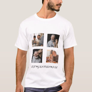 Customized Contemporary 4-Photo "Best Grandpa Ever T-Shirt