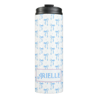Customized Coquette Blue Bow Thermal Tumbler