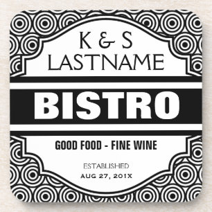 Customized Couple Bistro Restaurant Sign Coaster