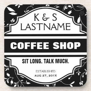 Customized Couple Coffee Shop Sign Coaster