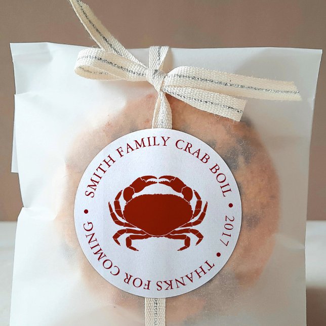 Customized Crab Boil Event White Classic Round Sticker (Creator Uploaded)