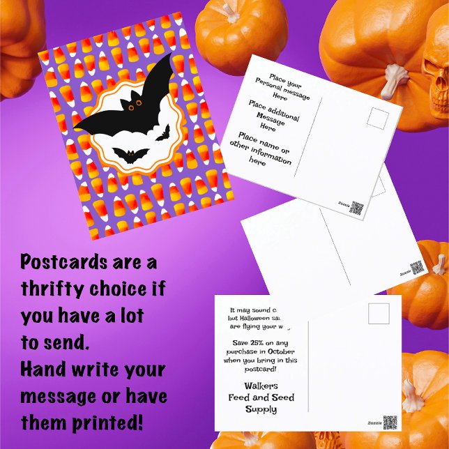 Customized Crazy Candy Corn Halloween Sales Postcard (Creator Uploaded)