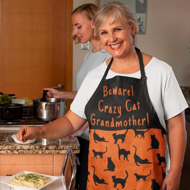 Customized Crazy Cat Grandma All-Over Print Apron (Is your Grandma a cat lady?)