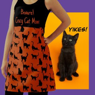 Customized Crazy Cat Mom Halloween Apron