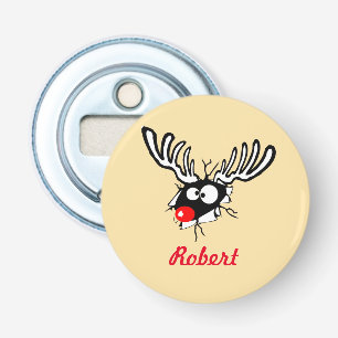 Customized Crazy Red Nosed Reindeer Bottle Opener