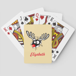 Customized Crazy Red Nosed Reindeer Playing Cards