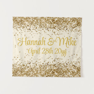 Customized Cream & Gold Wedding Photo Booth Prop  Tapestry