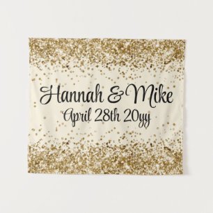 Customized Cream & Gold Wedding Photo Booth Prop  Tapestry