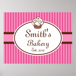 Customized Cupcake Bakery Sign Art  Print