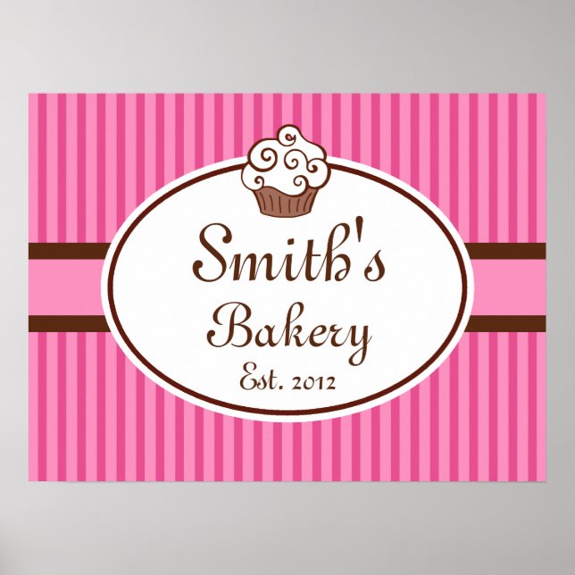 Customized Cupcake Bakery Sign Art  Print (Front)
