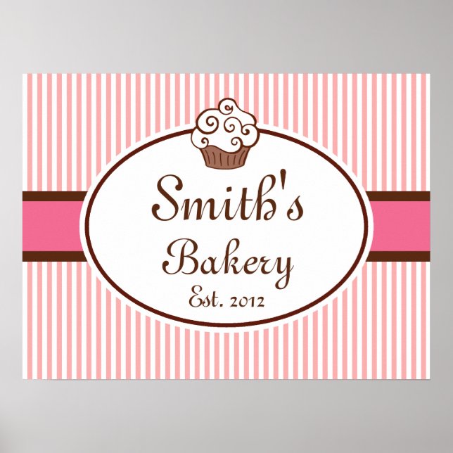 Customized Cupcake Bakery Sign Art  Print (Front)