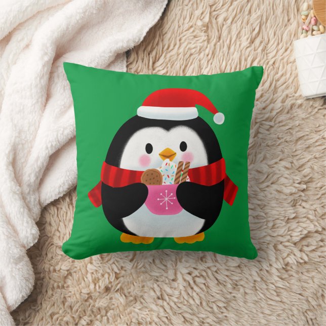 Customized Cute Christmas happy Penguin Kids Throw Pillow (Blanket)