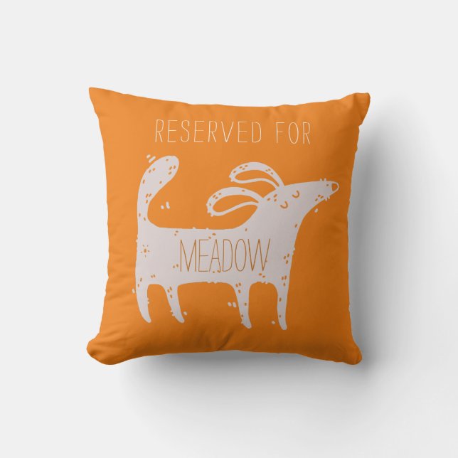 Customized Cute Dog Orange Throw Pillow (Front)