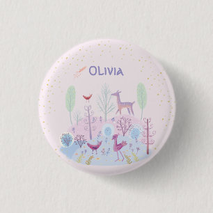 Customized cute floral 1 inch round button