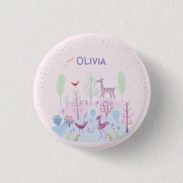 Customized cute floral  1 inch round button (Front)