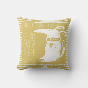 Customized Cute Funny Dog Gold Throw Pillow