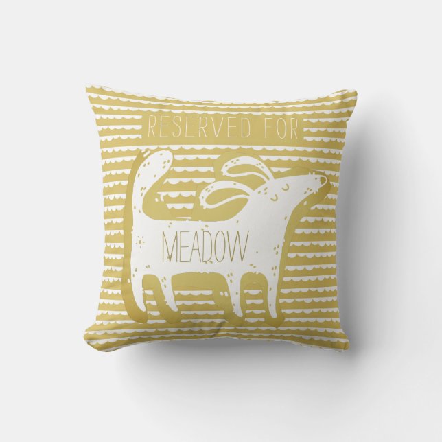 Customized Cute Gold Dog Monoprint Throw Pillow (Front)