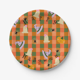 Customized cute little ghost Halloween Paper Plate